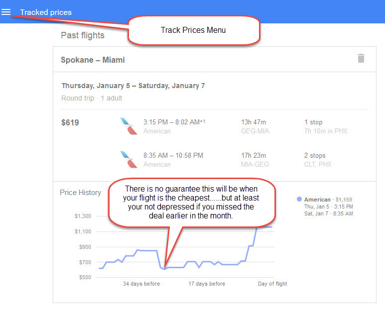 Google Flight Search - Track Price