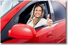 woman_in_red_car Great windshield repair experience