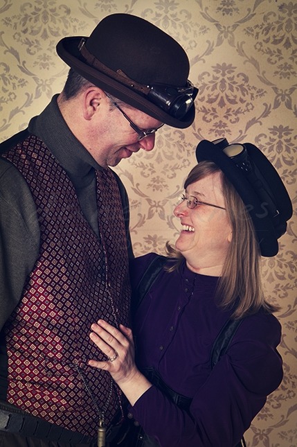 steampunk engagement studio photo shoot