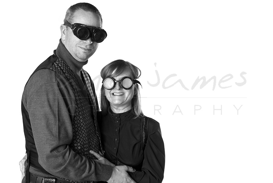 steampunk engagement photo shoot