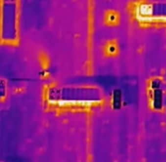 infrared roof inspections thrmographic image of a rooftop near downtown Tucson