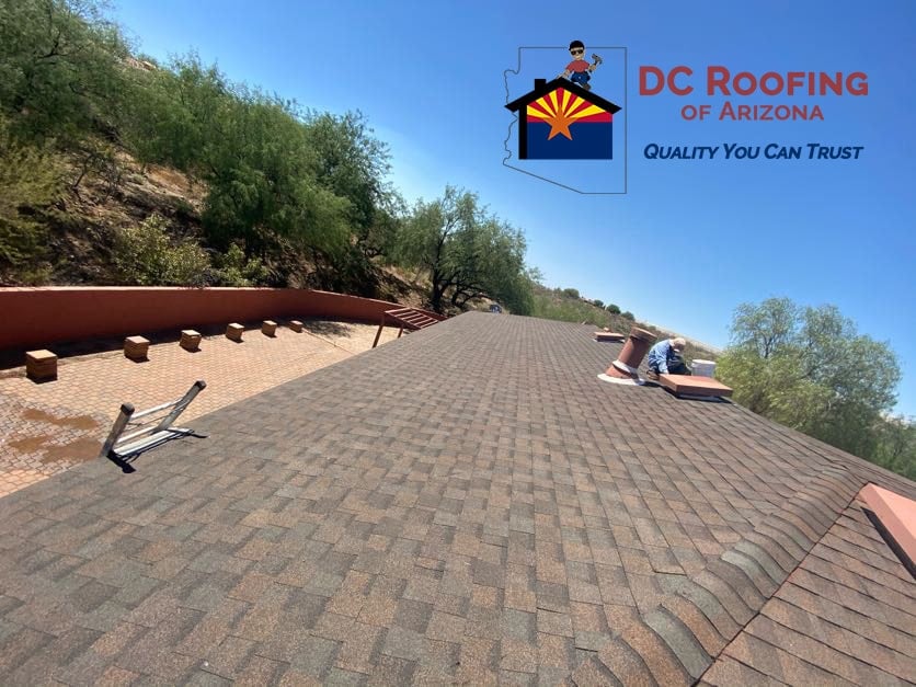 Tucson roof repair DC Roofing of Arizona installed new shingles on this Tucson home