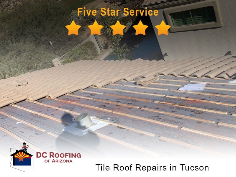 Tile-Roof-Repairs-in-Tucson DC Roofing gets 5 star review for a tile roof repair in Tucson