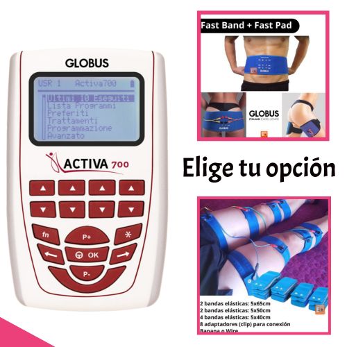 Globus Activa 700 con Fajas Fast Pad / Fast Band o Cintas Elásticas más tonificación facial y SuperMasaje II