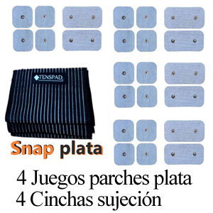 Pack 4 cinchas elásticas + 4 juegos de parches de plata