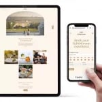 Eine Person mit einem iPhone und einem Tablet präsentiert die Website der Taste of Schönbrunn Booking Platform.