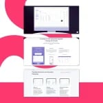 Drei Screenshots der Benutzeroberfläche der Veranstaltungsplanungssoftware Covento werden auf einem rosa-weißen Hintergrund angezeigt.