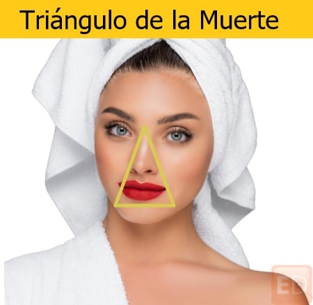 Electroestimulador facial y triángulo de la muerte. Cuidado al aplicar electroestimulación facial en esa zona.