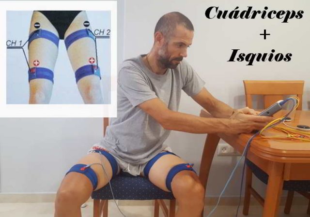 cintas elasticas de electroestimulacion para muslos Colocacion de parches en cuadriceps e isquiotibiales