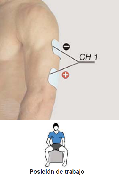 ejercicios para eliminar brazos de murcielago Colocación electrodos tríceps. endurecer los brazos de murciélago