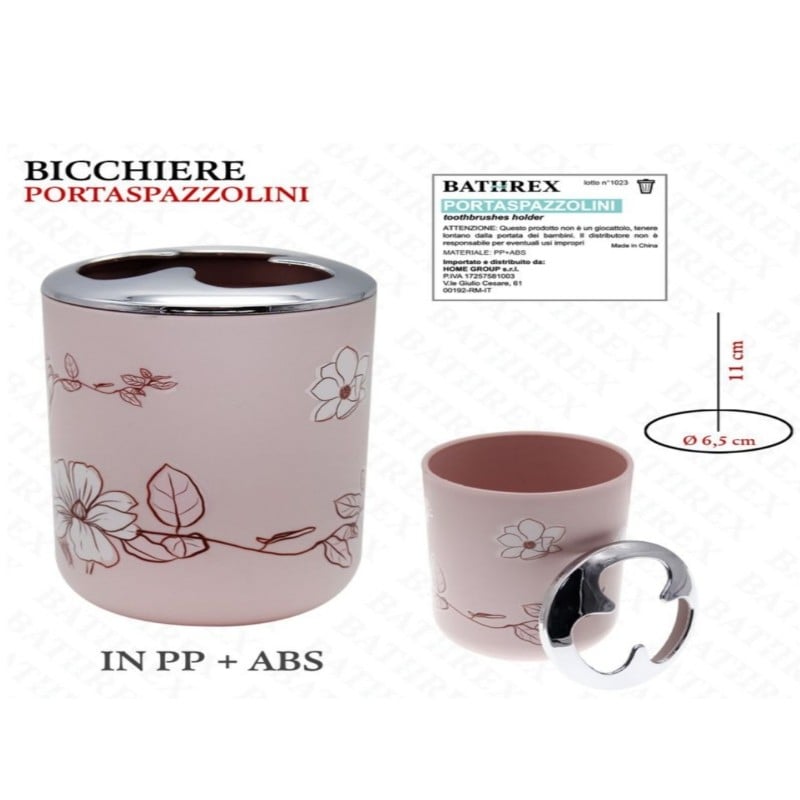 BICCHIERE PORTASPAZZOLINI ROSA FIORE