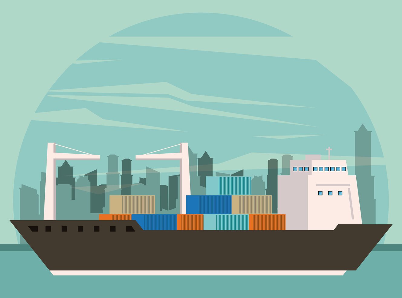 transportation cargo merchandise ship cartoon
