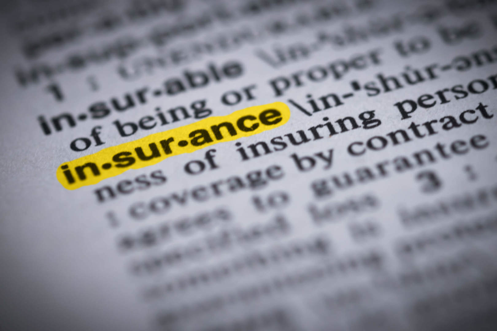 Insurance types Dictionary insurance definition highlighted