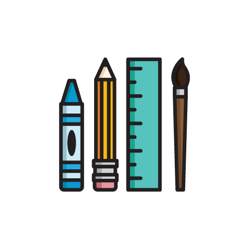 programs | Luv-n-Care illustration of school supplies in a vector format