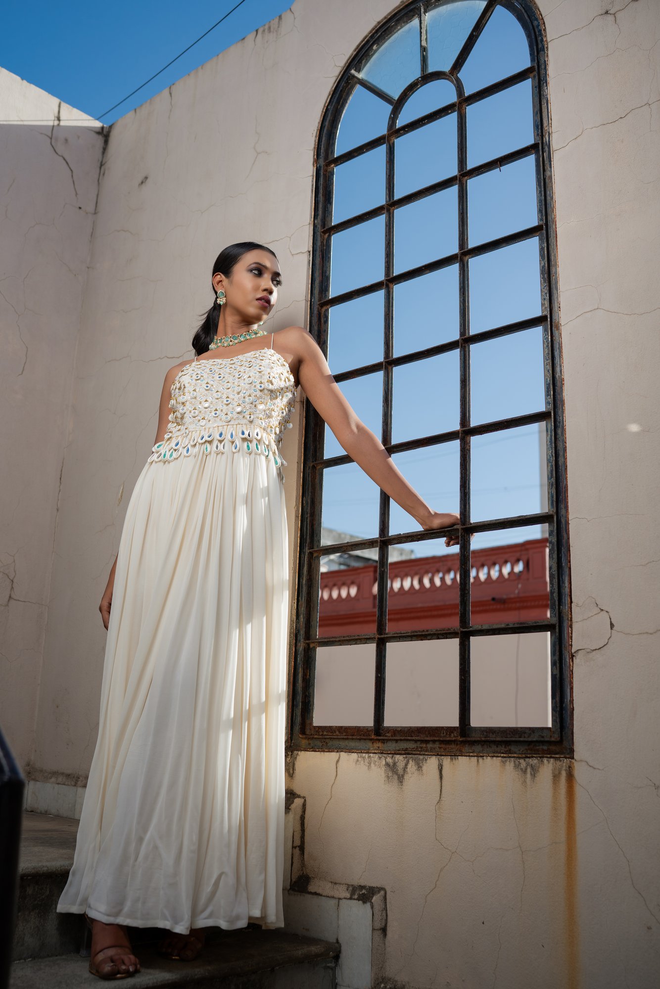 Lucknowi Choli Ivory Long Dress