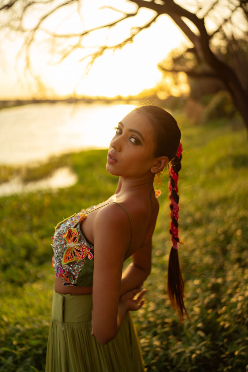 Top and pleated flowy Sharara - Image 2