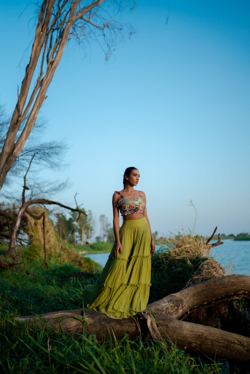 Top and pleated flowy Sharara