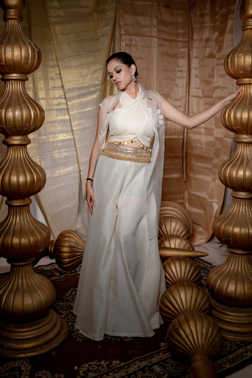 Chanderi Palazzo with halter top.