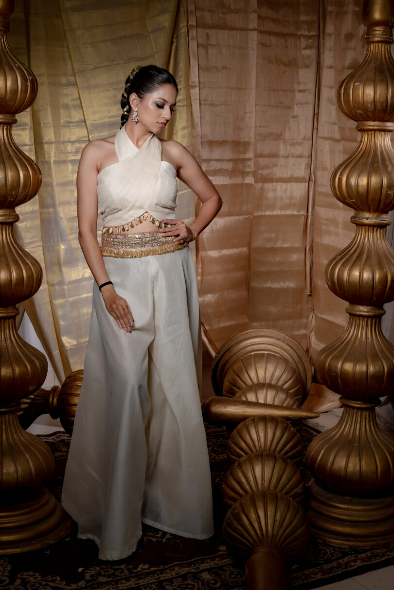 Chanderi Palazzo with halter top. - Image 3