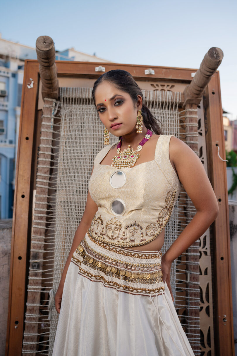Jama Koti Style Choli and Lehenga Set - Image 2