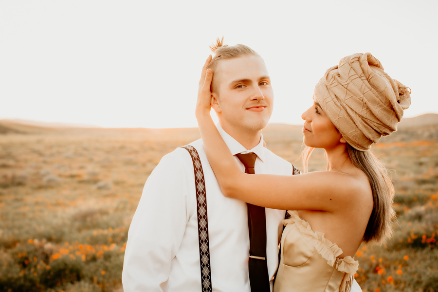 2V7A8633 couple, young love, boy and girl, poppy fields, golden hour, elopement
