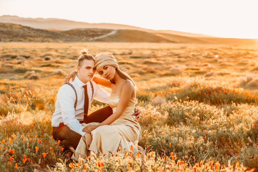 6G4A7447-Edit couple, young love, boy and girl, poppy fields, golden hour, elopement