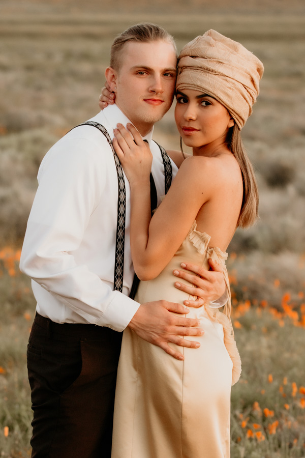 6G4A7466 couple, young love, boy and girl, poppy fields, golden hour, elopement