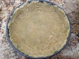 Put it in pan before baking it