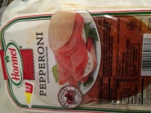 Pepperoni that was on sale for $1 a pack!