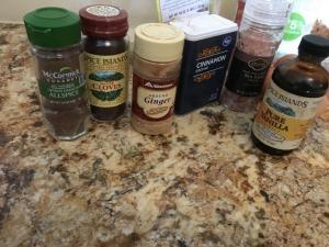 close up of spices used in low carb spice cake