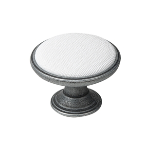 pomo mueble metal 37mm plata vieja con tela antimanchas blanca bouton metal pour meuble 37mm argent vieilli avec tissu blanc