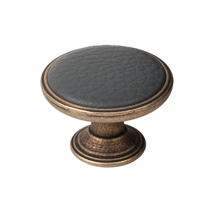 pomo mueble metal 37mm cuero vibro con piel sintetica gris bouton metal pour meuble 37mm vieux laiton avec peau synthetique gris