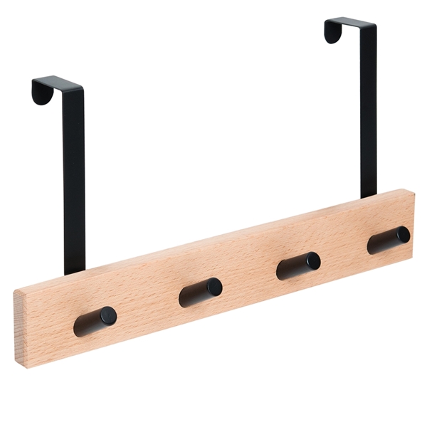 Ofertas - percha sobrepuerta madera 4 pomos inclinados negro nordico escandinavo diseño nordico escandinavo patere mur porte bois naturel 4 boutons inclines noirs nordique scandinave