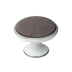 pomo mueble metal 37mm blanco plata con tela antimanchas vison bouton metal pour meuble 37mm argent patine avec tissu vison