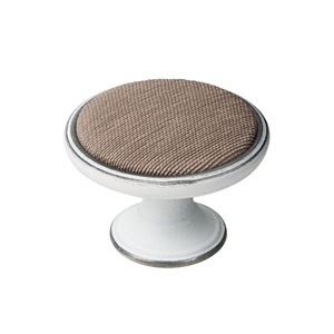 pomo mueble metal 37mm blanco plata con tela antimanchas arena bouton metal pour meuble 37mm argent patine avec tissu sable