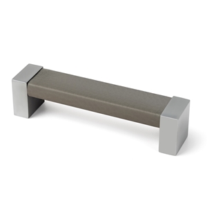 tirador asa mueble 96mm piel sintetica vison pies cromo mate poignee 96mm peau synthetique vison avec chrome mat