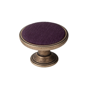 pomo mueble metal 37mm cuero vibro con tela antimanchas burdeos bouton metal pour meuble 37mm vieux laiton avec tissu bordeaux