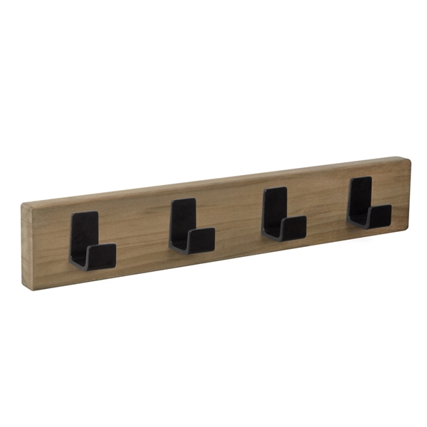 Ofertas - percha pared madera haya vieja 4 ganchos negros patere porte manteau en bois hetre vieilli 4 crochets noirs MOD 9106