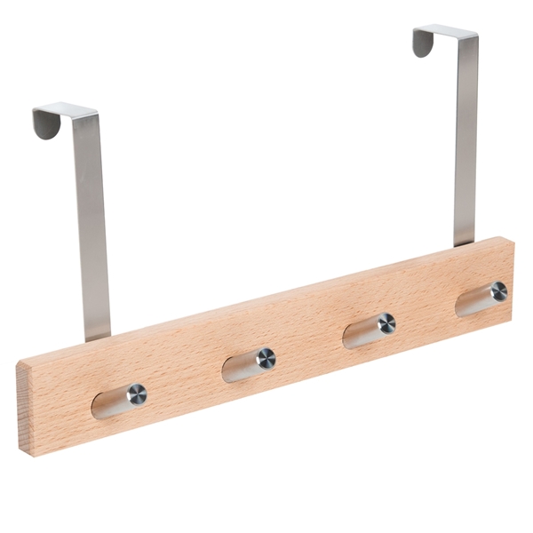 Ofertas - percha sobrepuerta madera 4 pomos inclinados inox nordico escandinavo diseño nordico escandinavo patere mur porte bois naturel 4 boutons inclines inox nordique scandinave