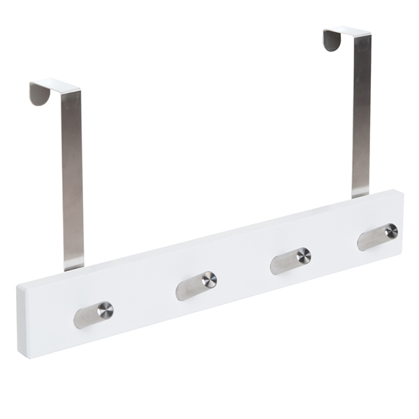 Ofertas - percha sobrepuerta blanca 4 pomos inclinados inox nordico escandinavo diseño nordico escandinavo patere mur porte bois blanc 4 boutons inclines inox nordique scandinave