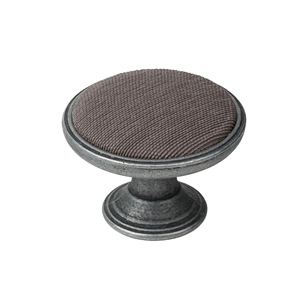 pomo mueble metal 37mm plata vieja con tela antimanchas vison bouton metal pour meuble 37mm argent vieilli avec tissu vison
