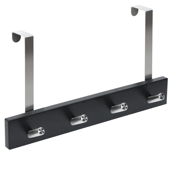 Ofertas - percha sobrepuerta negra 4 pomos inclinados inox nordico escandinavo diseño nordico escandinavo patere mur porte bois noir 4 boutons inclines inox nordique scandinave