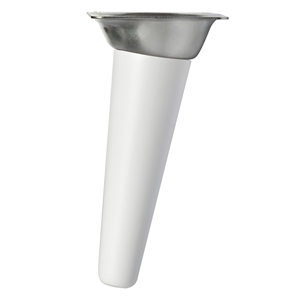 pied conique incline en bois de hetre hauteur 150mm blanc plaque metallique zinguee