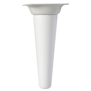 pied droit conique en hetre hauteur 150mm blanc plaque metallique blanche