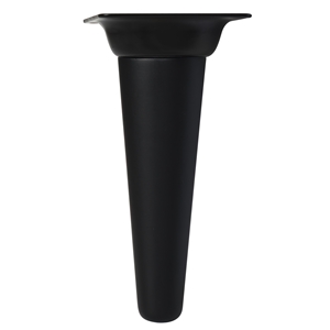 pied droit conique en hetre hauteur 150mm noir plaque metallique noire