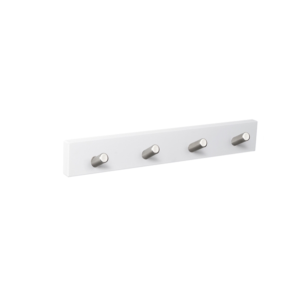 Ofertas - percha pared blanca 4 pomos inclinados inox nordico escandinavo diseño nordico escandinavo patere mur bois blanc 4 boutons inclines inox nordique scandinave