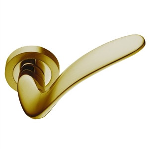 poignee jeu de 2 poignees de porte sur rosace ronde finition laiton brillant ma848 lat