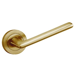 poignee jeu de 2 poignees de porte sur rosace ronde finition laiton satine ma885 lat