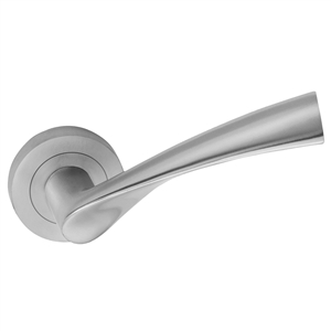 poignee jeu de 2 poignees de porte sur rosace ronde inox satine maola