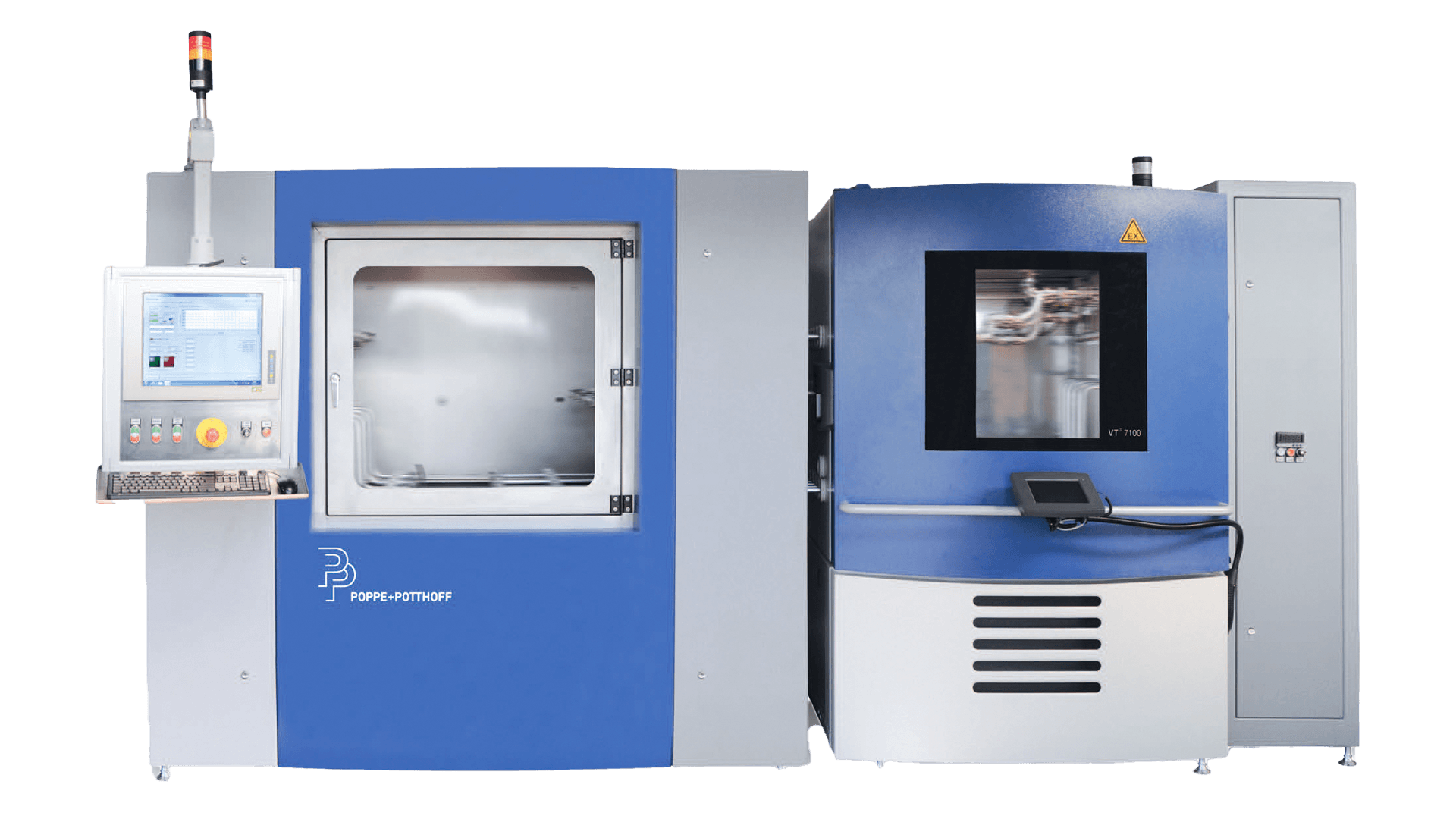 Pressure cycle test stand with climate chamber and stainless steel test chamber by Poppe + Potthoff Maschinenbau